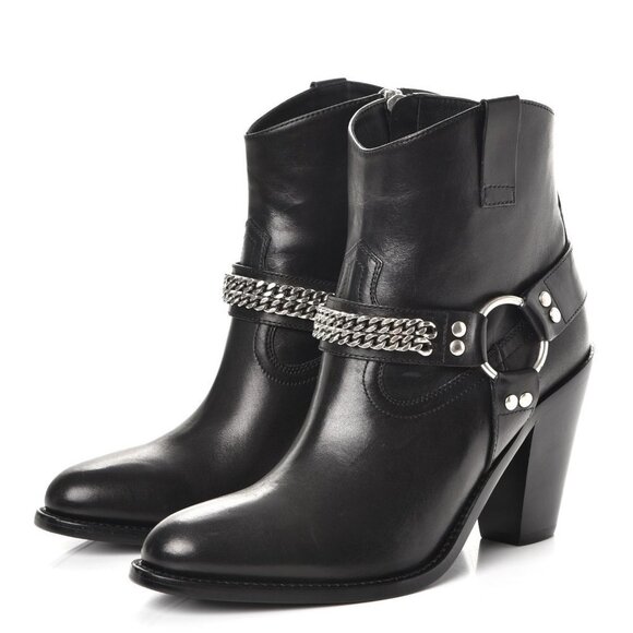 Saint Laurent Curtis Chain Ankle Boots 37.5 7.5